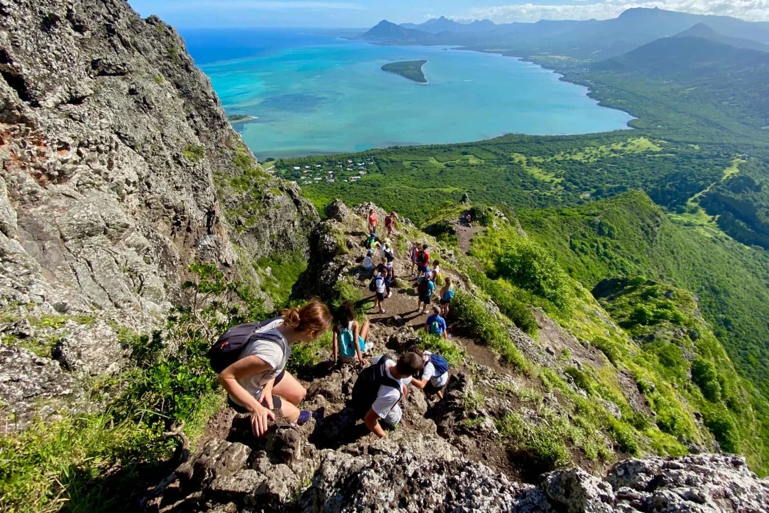 Hikers on the UNESCO Le Morne trail in Mauritius
